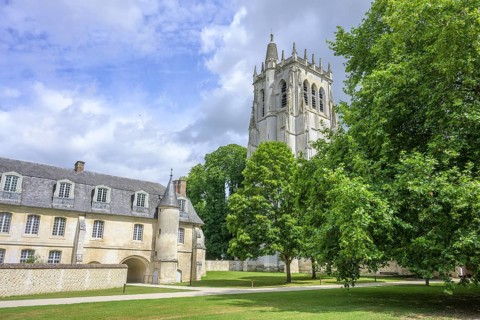 Tower of the Abbey of, Le Bec-Hellouin, Eure, France