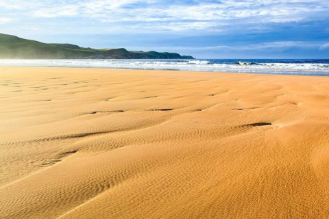 Sandy beach coast, Sutherland, Scotland, United Kingdom