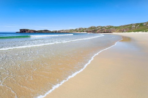 Sandy beach beach on the coast, Scotland, United Kingdom