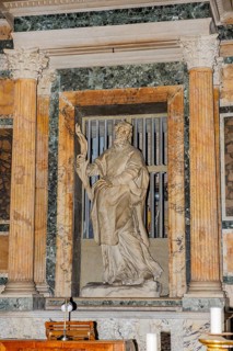 Statue sculpture of St. Saint Anastasio in an ancient Roman temple Pantheon di Agripppa, Catholic