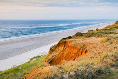 Red Cliff, steep coast on the island of Sylt, Germany