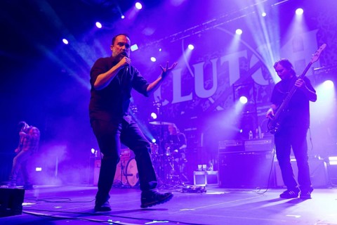 Neil Fallon, lead singer of Clutch (centre) and Tim Sult, Dan Maines and Jean-Paul Gaster live on