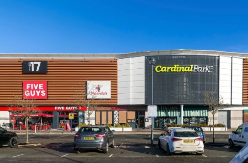 Chain restaurants modern leisure development buildings, Cardinal Park, Ipswich town centre,