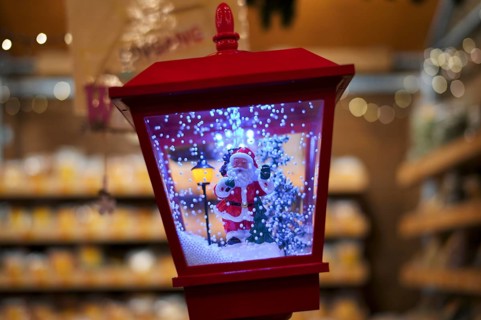 Lantern with Santa Claus in snow, Santa Claus, miniature, toy, decoration, sales stand, Christmas