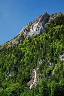 Waterfall below Ochsenkopf in Klöntal, Canton of Glarus, Switzerland