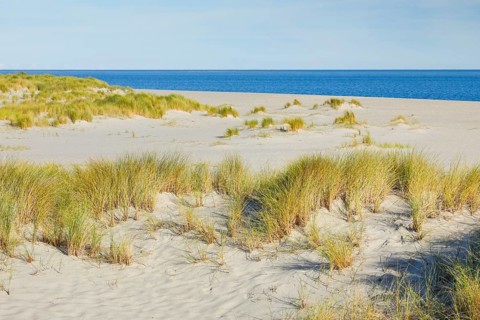 Sand dunes and an elbow beach on the island of Sylt, Germany