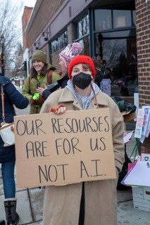 Saline, Michigan USA - 1 December 2025 - Rural Michigan residents rally against the $7 billion