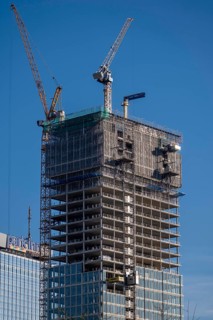 Construction site of the high-rise office building The Berlinian, in the vicinity of Alexanderplatz