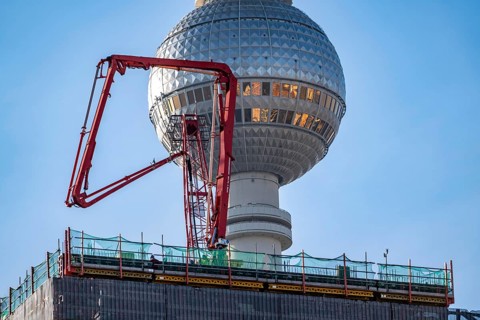 Construction site of the Covivio high-rise building in the vicinity of Alexanderplatz in Berlin,