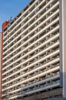 High-rise residential building on Spandauer Strasse in Berlin, Germany
