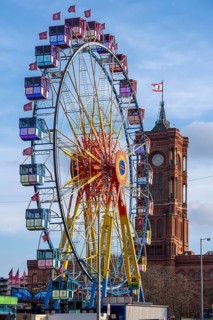 Christmas market at the Berlin TV Tower Park, Ferris Wheel, Red Town Hall, Berlin, Germany