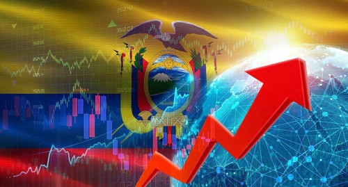 Global financial growth with Ecuadorian flag. Financial growth with Ecuador flag on economic