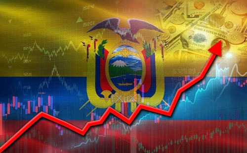 Ecuador economic growth on financial graph. Ecuadorian financial growth on market graph