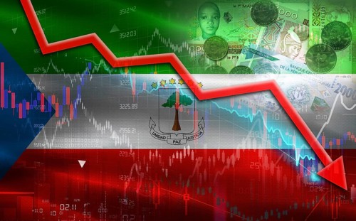 Equatorial Guinea financial fall on economy market. Equatorial Guinean financial crisis on economic