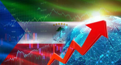 Global financial growth with Equatorial Guinean flag. Financial growth with Equatorial Guinea flag