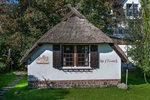 Old fisherman's house with thatched roof, Ahrenshoop, DarÃŸ, Mecklenburg-Western Pomerania Germany