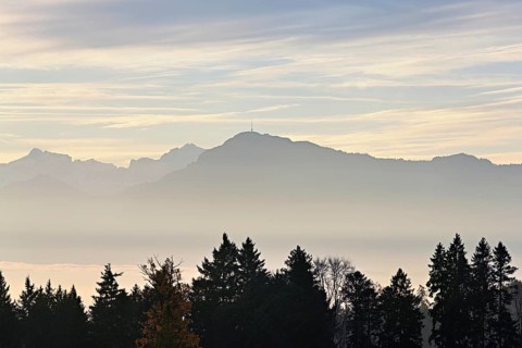 Rigi Kulm above the sea of fog, Horben, Lindenberg, Beinwil-Freiamt, Canton, Aargau, Switzerland