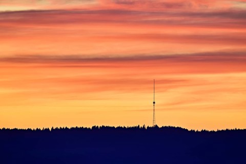 BeromÃ¼nster transmission tower at sunset, Gunzwil, Canton, Lucerne, Switzerland