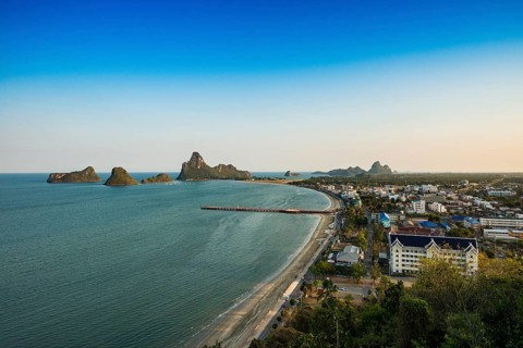 Panoramic view from Wat Khao Chong Krachok, Prachuap Khiri Khan, Prachuap Khiri Khan Province,