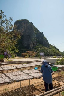 Fishermen with dried squids, Klong Wan, Prachuap Khiri Khan, Prachuap Khiri Khan Province, Central