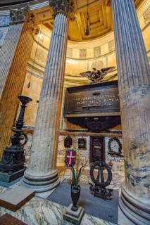 Tomb tomb of King Vittorio Emanuele II of Italy with memorial plaque and inscription Padre della