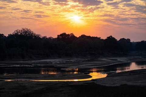 South Luangwa River at sunrise dry season Zambia
