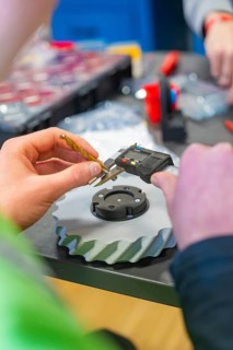 Caliper is used to measure a gear in a technical environment, Jugend Forschungszentrum Nagold,