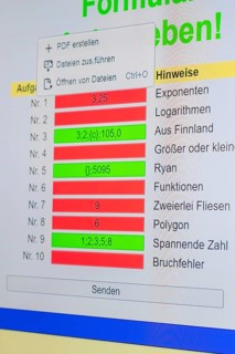 Digital form with color-coded elements is displayed, Jugend Forschungszentrum Nagold, Landkreis