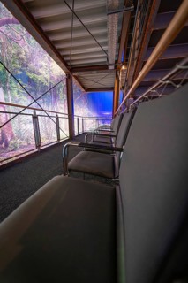 Seating in an industrial environment with natural projections, Amazonia exhibition, Gasometer,