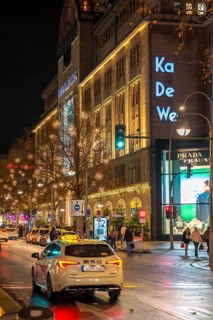 The KaDeWe, department store of the West on TauentzienstraÃŸe in Christmas light decoration,