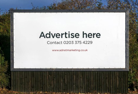 Advertise here message empty billboard sign website contact details and phone number, Adnet outdoor
