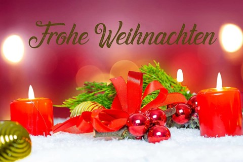 Christmas greetings: Christmas decoration with text MERRY CHRISTMAS (digitally edited)