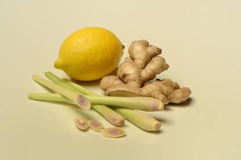 Ginger, ginger root and lemongrass, lemon