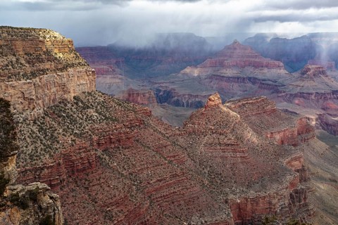 Light winter storm weather over The Grand Canyon in northern Arizona