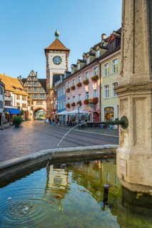 The historic Schwabentor with fountain, Freiburg im Breisgau