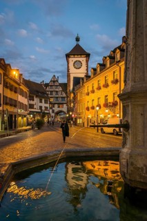 The historic Swabian Gate in the evening light, Freiburg im Breisgau