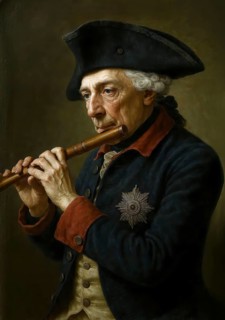 Portrait of the Prussian King Frederick II, Frederick the Great playing FkÃ¶tenspiel, symbolic
