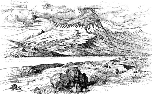Dormant volcano SkarÃ°sheiÃ°i (1054 m) in the west of the Atlantic island, Hafnarfjalls mountain