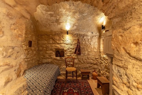 Monks' rooms at Hosios Lukas Monastery, UNESCO World Heritage Site in Steiri, Greece