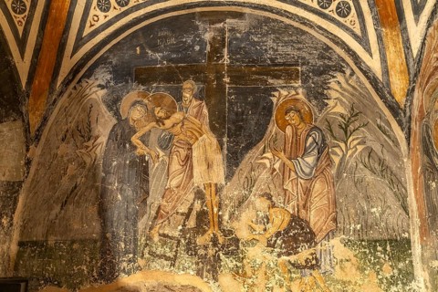 Frescoes of the Catholic Crypt from the Hosios Luke Monastery, UNESCO World Heritage Site in