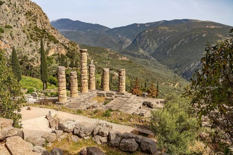The Temple of Apollo, Archaeological Site of Delphi, UNESCO World Heritage Site in Delphi, Greece