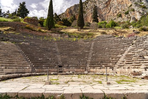 The Theatre of Delphi, Archaeological Site of Delphi, UNESCO World Heritage Site in Delphi, Greece