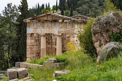 The Treasury of the Athenians, Archaeological Site of Delphi, UNESCO World Heritage Site in Delphi,