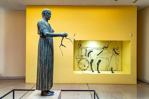 The famous statue of the charioteer of Delphi in the Archaeological Museum, UNESCO World Heritage