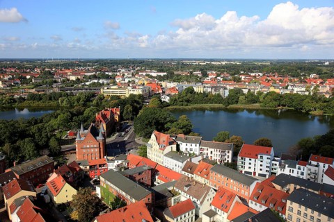 City panorama from above, Stralsund, Hanseatic City of Stralsund, Vorpommern-RÃ¼gen District,