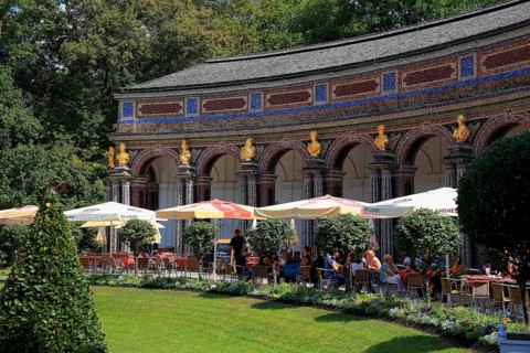 Cafe am Sonnentempel, New Palace, Hermitage in Bayreuth, Upper Franconia, Bavaria, Germany