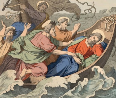 Biblical story, Jesus, the storm at sea, a biblical story in which Jesus and his disciples are