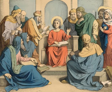 Biblical story, the twelve-year-old Jesus in the temple, the twelve-year-old Jesus who stays in the