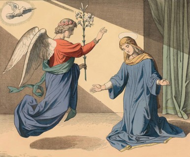 Biblical story, proclamation of the birth of Jesus, the divine message delivered by the angel