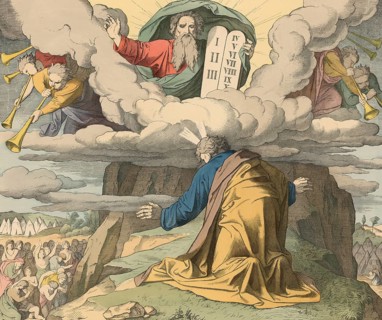 Biblical story, God gives the 10 Commandments in Sinai. God revealed himself in the midst of